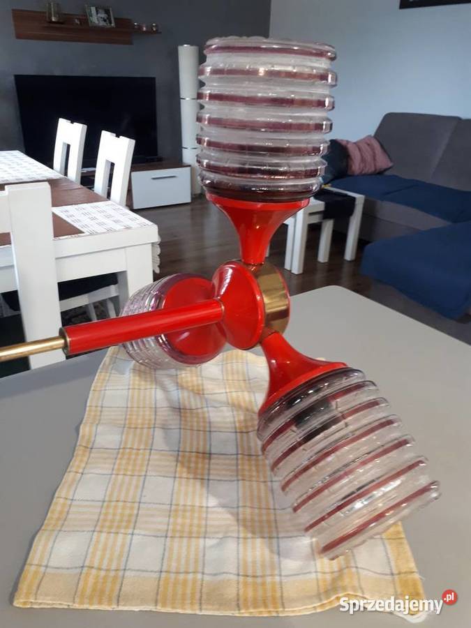 Lampa sufitowa PRL trójramienna Sulmierzyce