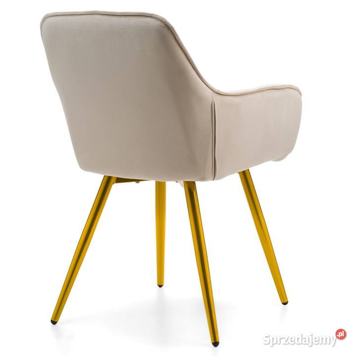 Beżowe Krzesło Tapicerowane Siena Złote Nogi 87cm wielkopolskie Tarchały Małe