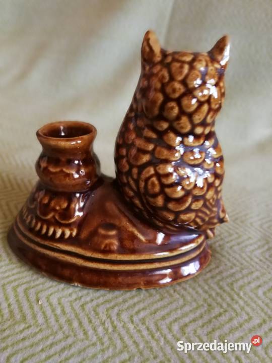 Ceramiczny Świecznik Sowa PRL Retro Figurka Świeczniki sprzedam