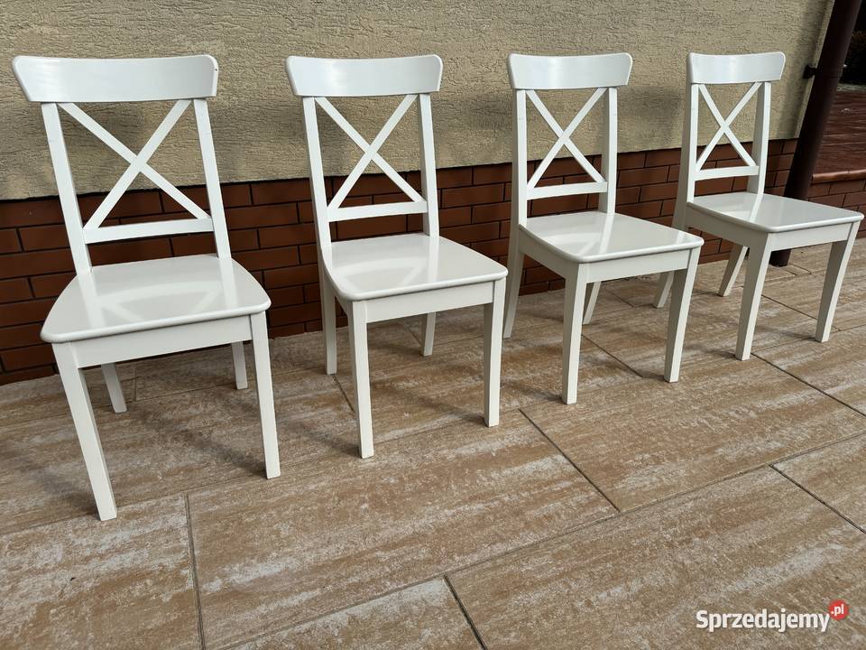Krzesła białe krzyżaki 4 do stołu krzesło Garwolin