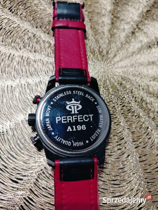 Zegarek męski Perfect A196 czarno czerwony pasek Gniezno