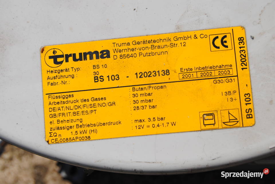 Kamper przyczepa Bojler gazowy Truma BS 10 BS Komorniki