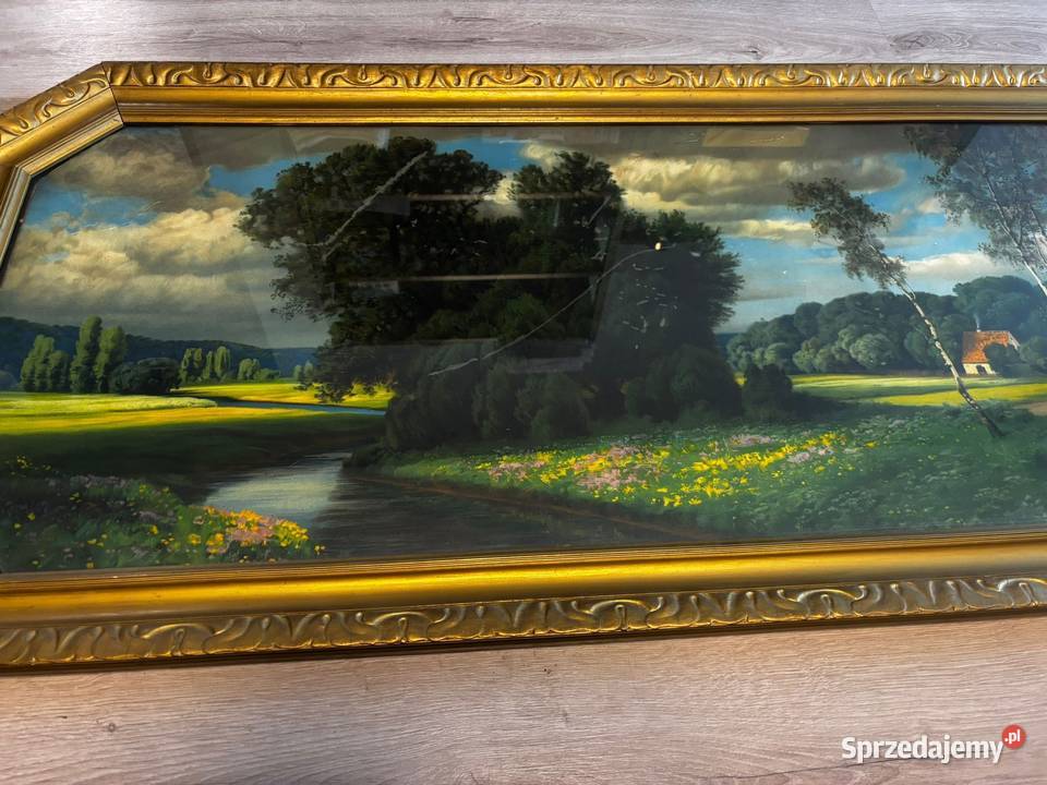 Obraz duży 120 złota rama Siedlisko sprzedam