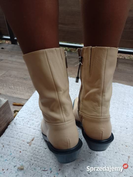 38 ZARA Real Leather skórzane Botki z Madrytu Kraków