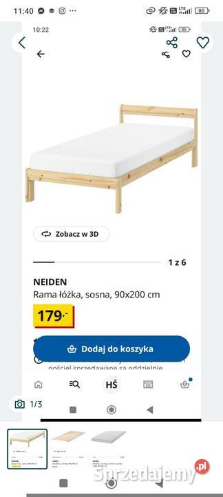 Łóżko IKEA ze stelażem i materacem 90x200 Pińczyce sprzedam