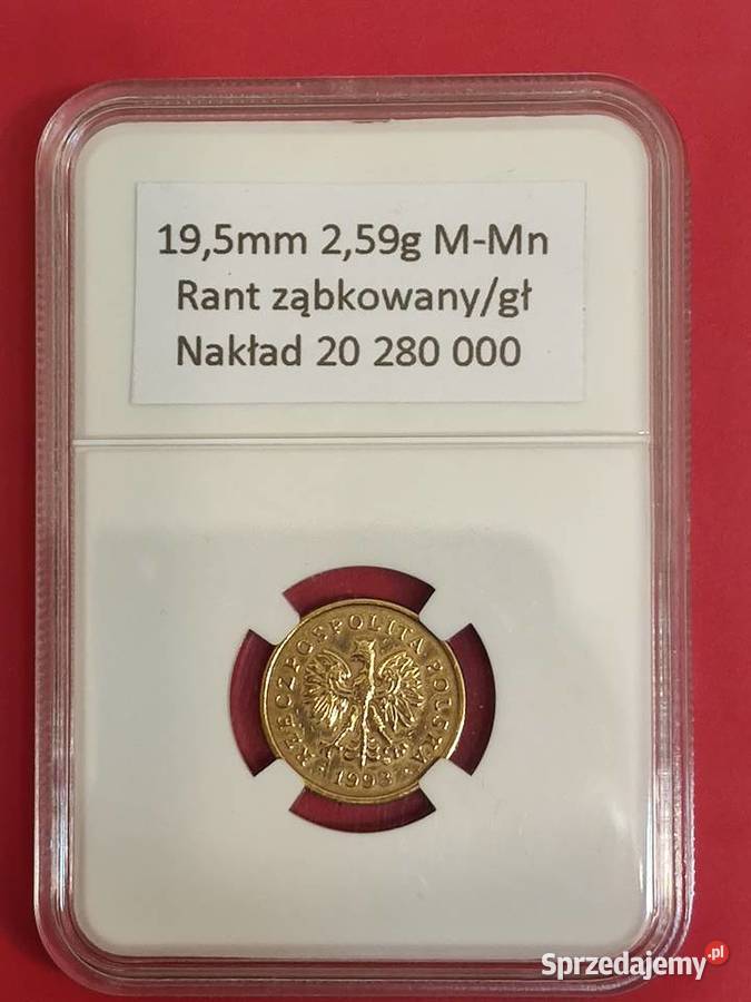 5 groszy 1993r w kapslu ochronnym Numizmatyka pomorskie Lębork