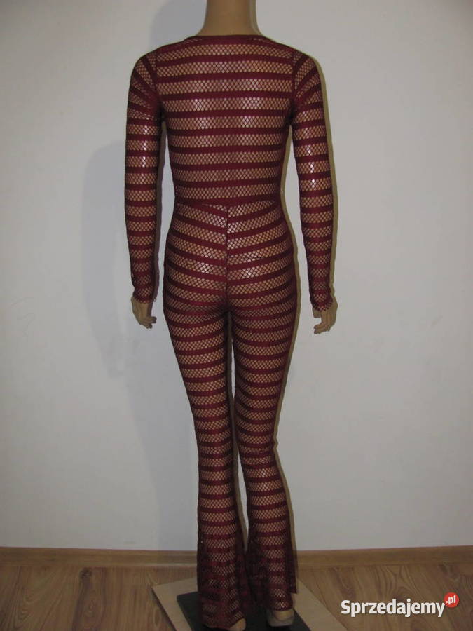 kostium kombinezon sexy siateczka bordowy Zamość