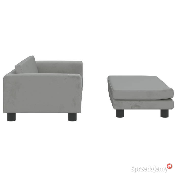 Sofa dziecięca z podnóżkiem jasnoszara 100x50x30 Meble Warszawa