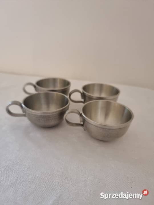Zestaw 4 kubków do kawy i espresso z cyny Gdańsk
