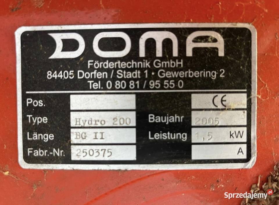 Podajnik do Zrębki Biomasy Trocin Hydrauliczny Potulice