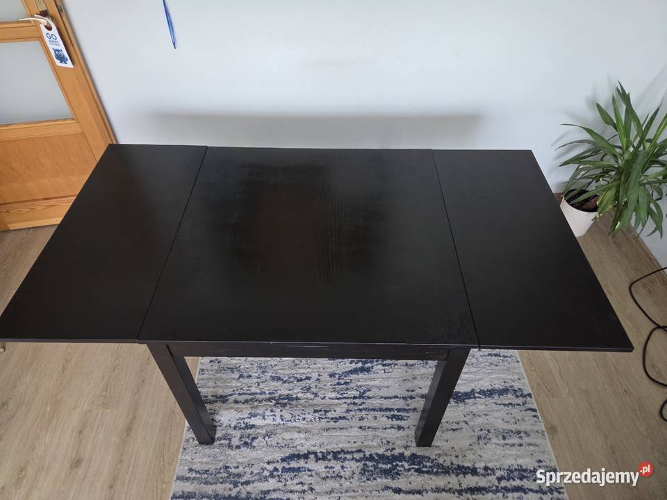Czarny stół drewniany rozkładany 90x901685x90 Wrocław