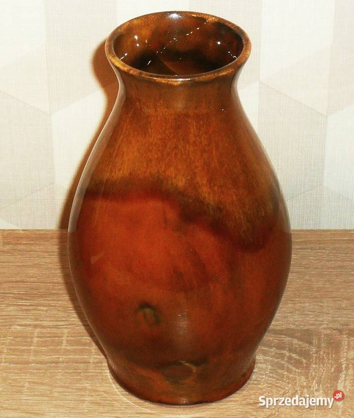 Wazon porcelitowy szkliwiony dekoracyjny brązowy Gliwice sprzedam