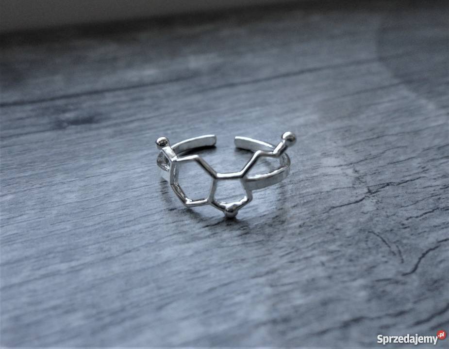 Pierścionek SEROTONINA wzór chemiczny srebro 925 Poznań