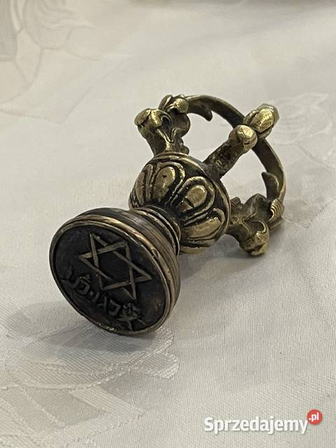 Zabytkowy mosiężny stempel z Gwiazdą Dawida i Kraków