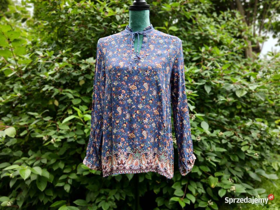 Bluzka Esprit 40 L niebieska wzór floral orient Szczecin