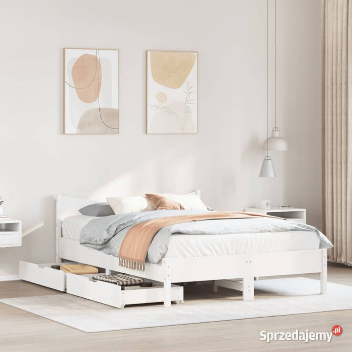 Rama łóżka z szufladami biała sosnowa 140x200 Warszawa sprzedam