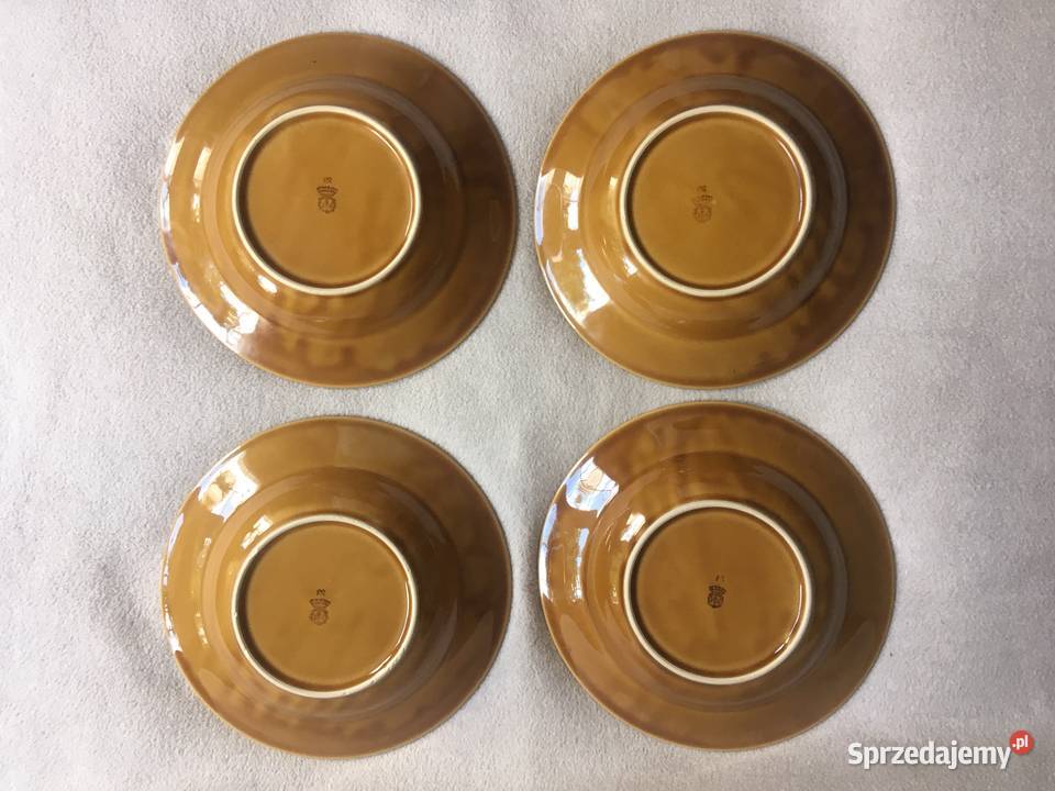 Stare talerze głębokie PRL ceramika kamionka brązowy zachodniopomorskie