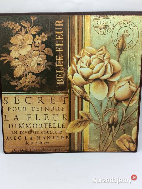 Szyld metalowy vintage znak reklama róże PARIS brązowy Obrazki i obrazy Zamość