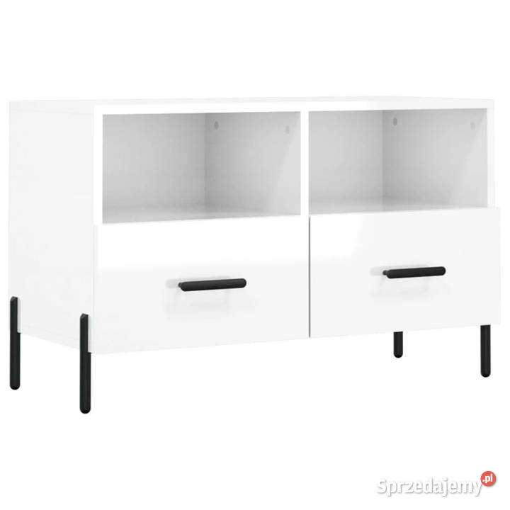 Szafka pod TV biała wysoki połysk 80x36x50 Szafki