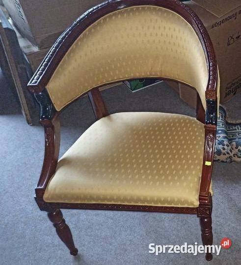 Berżera fotel kubełkowy mahoń hebanowe popiersia