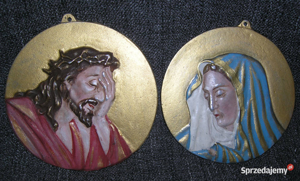 PRLOdlewy Matka Boska i Chrystus podkolorowane B dolnośląskie Bartków