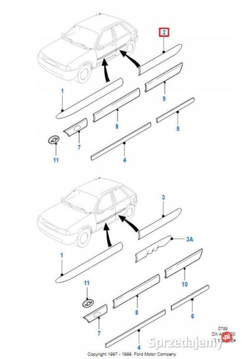 LISTWA DRZWI TYŁ FORD FIESTA 9502