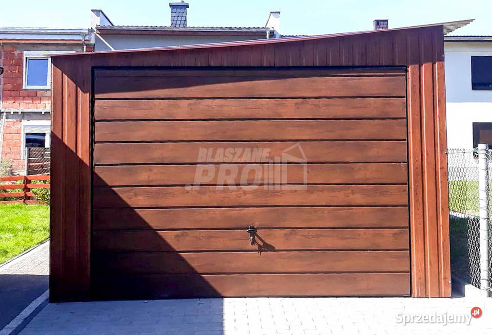 Garaz blaszany 35x3 Brama uchylna drewnopodobny blacha śląskie Katowice