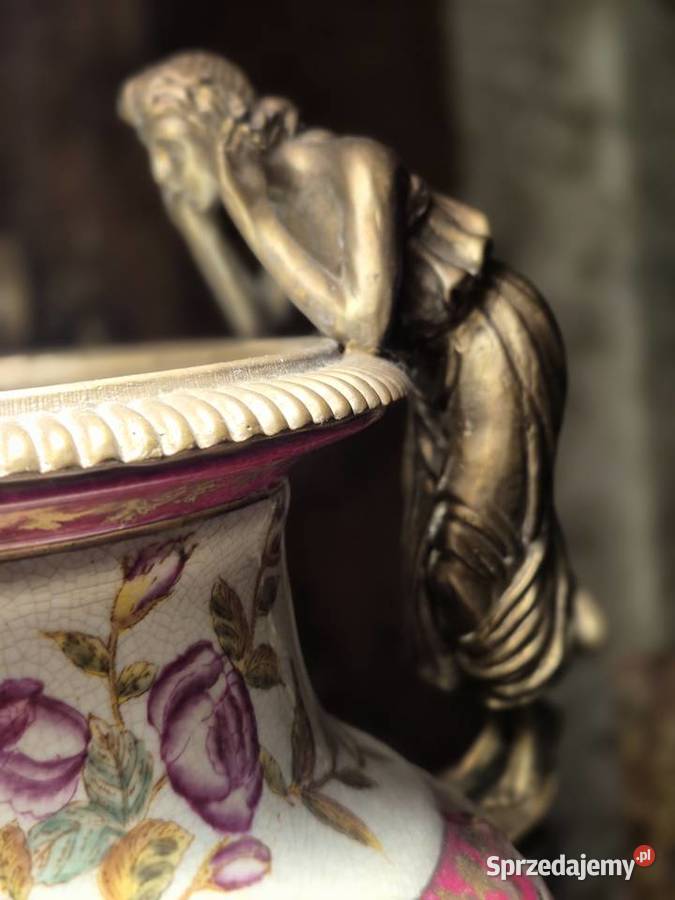 Porcelanowa waza królewska róże mosiądz ACD 118 sprzedam
