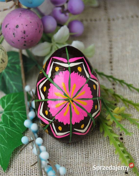 Stara pisanka drewniana malowana Ukraina 61 lubelskie Lublin