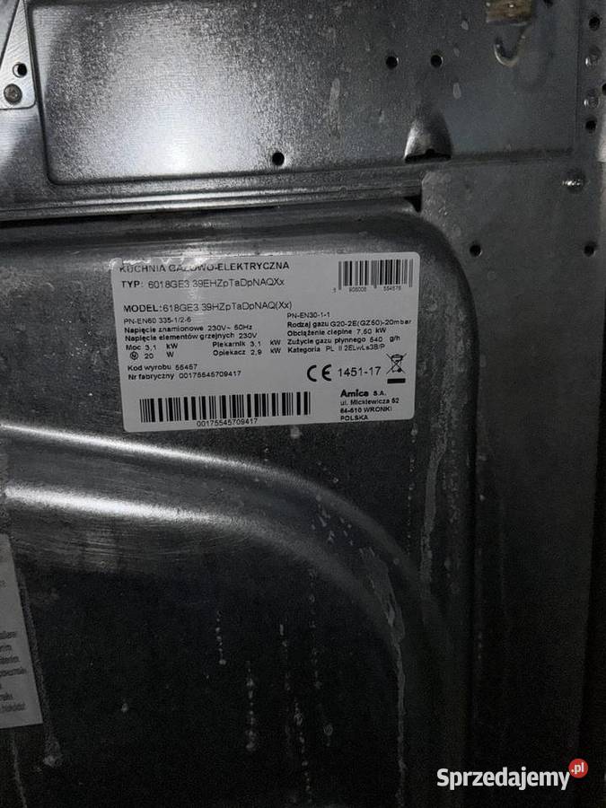Kuchnia Amica 618GE339HZpTaDpNAQXx uszkodzony Piączyn