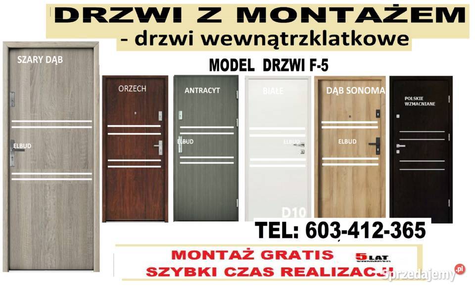 Drzwi wejściowe zewnętrzne akustyczne z montażem śląskie