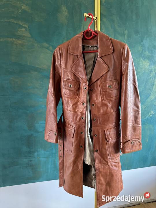 Płaszcz skóra naturalna XS camel brąz vintage z Kurtki i płaszcze Częstochowa sprzedam