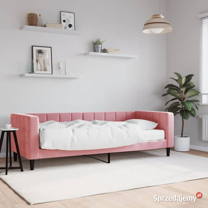 Sofa z materacem do spania różowa aksamit 80x200 Warszawa sprzedam