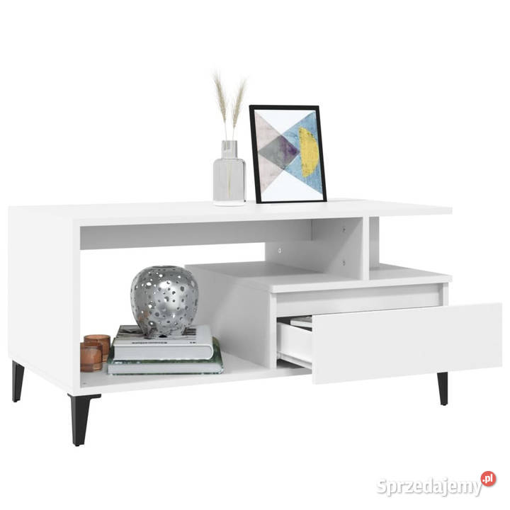 Stolik kawowy biały 90x49x45 materiał Warszawa