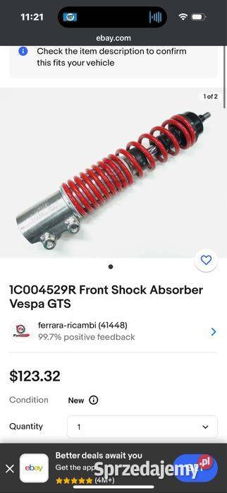 1C004529R Amortyzator przedni Vespa GTS