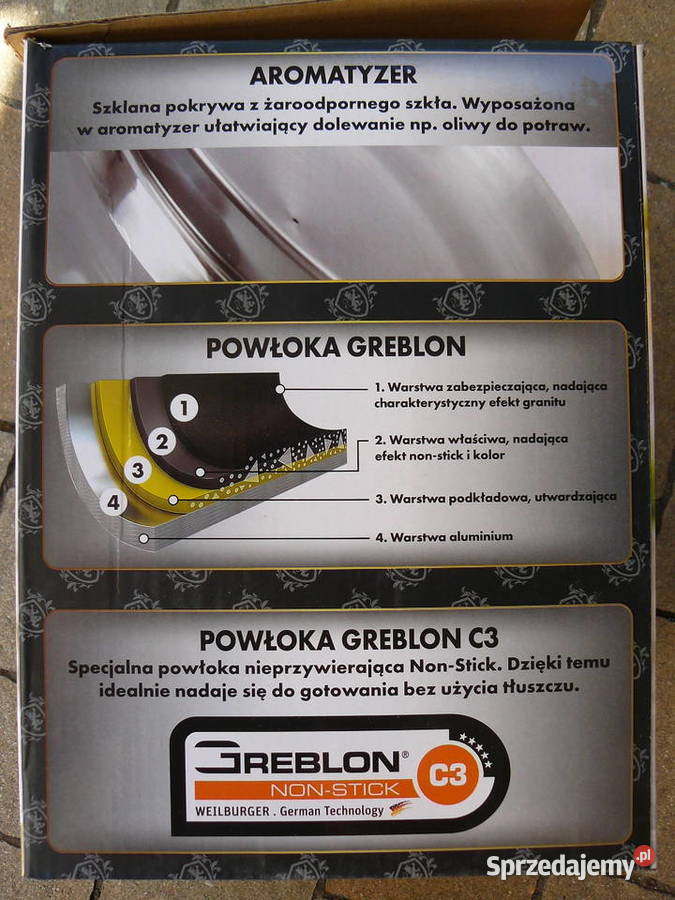Okazja garnek 10L duży z powłoką greblon uchwyty Strzelin