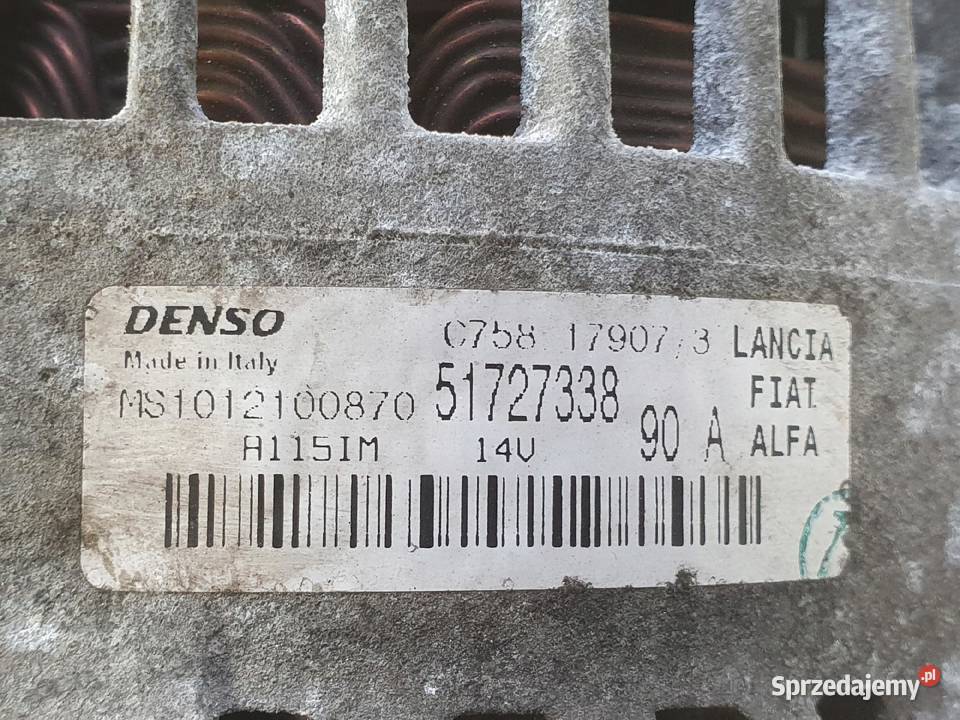 ALTERNATOR Fiat Bravo II 19 JTD 51727338 denso Układ elektryczny silnika lubelskie