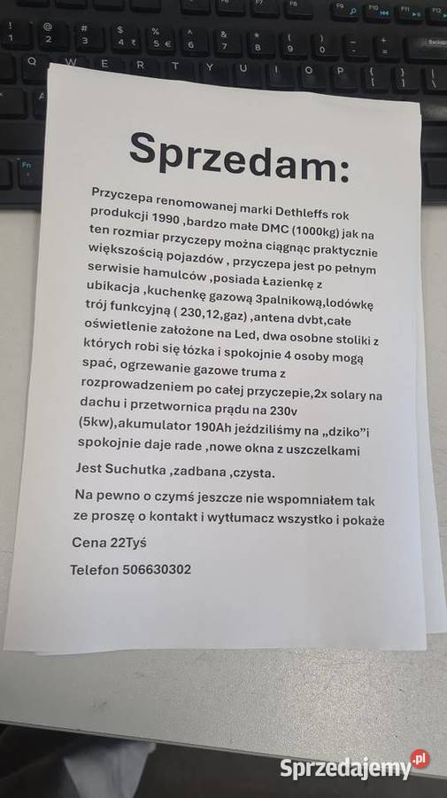Przyczepa kempingowa dethleffs DMC 100 śląskie Gliwice
