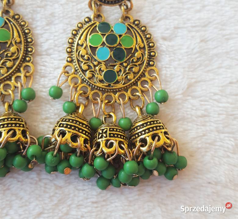 Nowe kolczyki indyjskie jhumki złoty kolor Szczecin sprzedam