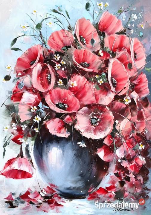 Kowalik Różowe maki 50x70 bukiet kwiaty mazowieckie Warszawa