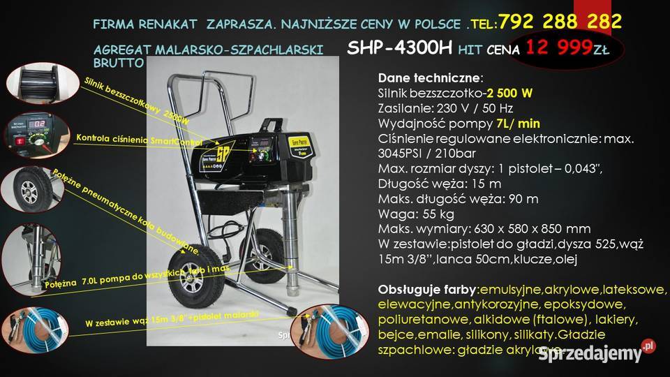 SHP 4300H Agregat malarski do gładzi i epoksydów sprzedam