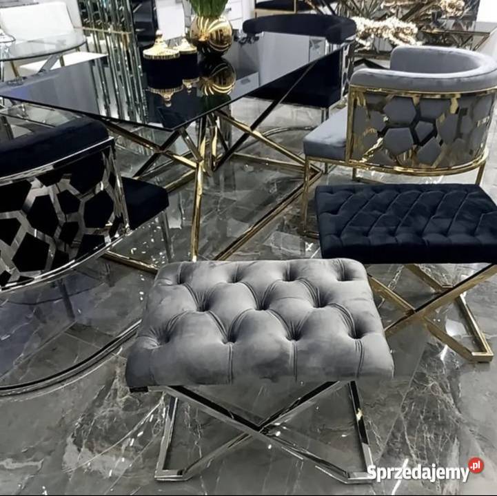 Nowoczesna konsola czarna szyba złota Glamour małopolskie Nowy Sącz