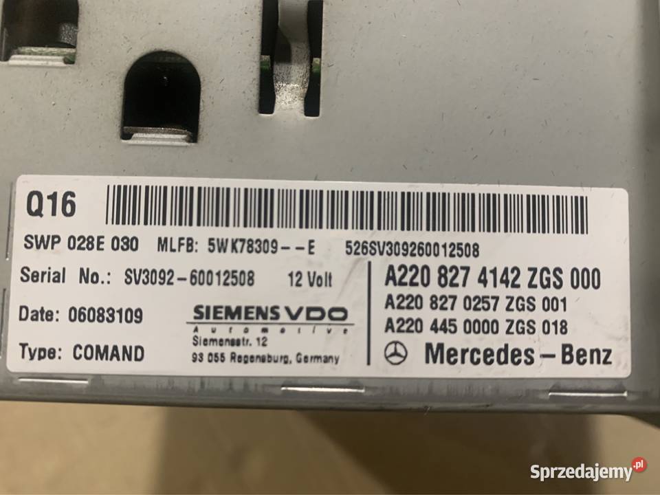 Comand Radio nawigacja A2208274142 mercedes s zachodniopomorskie Szczecin
