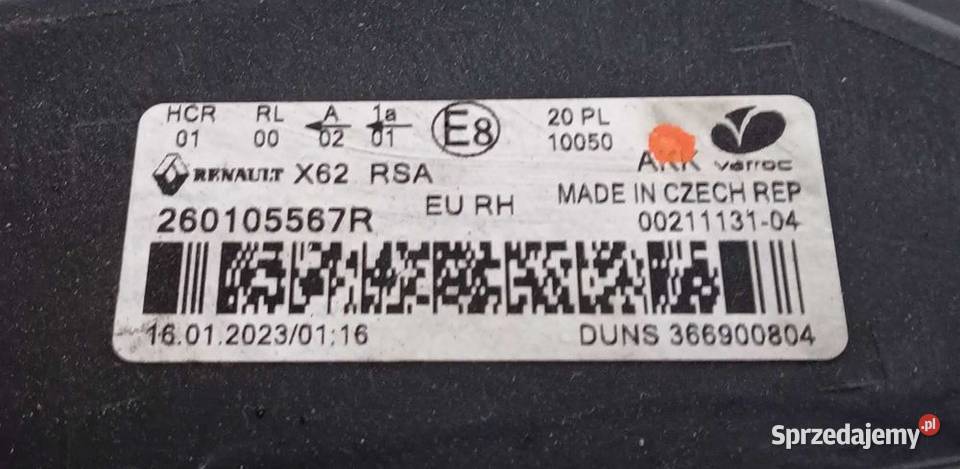 Renault Master IV Led reflektor lampa prawy Przeźmierowo