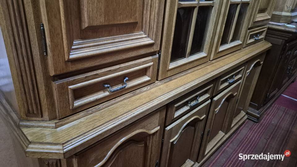 Biblioteka gabinetowa kredens witryna dębowa dąb 45cm Sypniewo