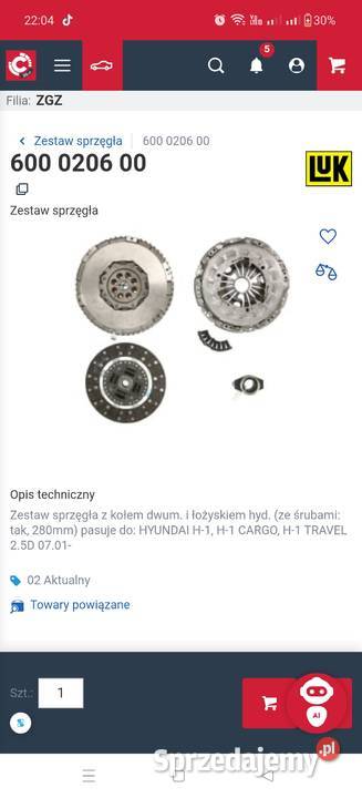 sprzęgło 25 crdi kompletne sprzęgło z dwumasą osobowe Świnice Warckie