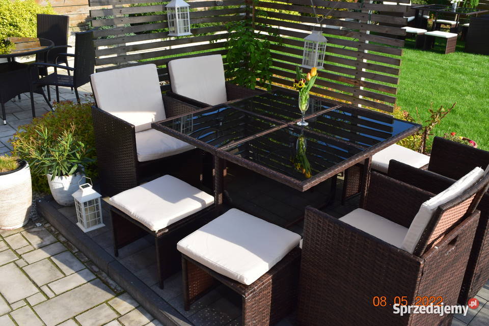ogród zestaw mebli tulipan 8 osob 4 foteli 4 puf Bosutów