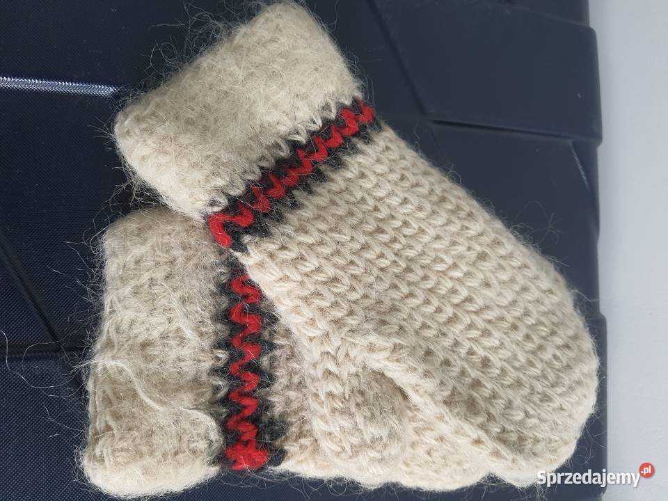 Ciepłe rękawiczki z wełny handmade beżowe Piaseczno