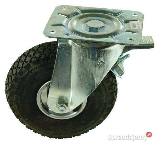 Koło skrętne gumowe 260x85 mm z hamulcem