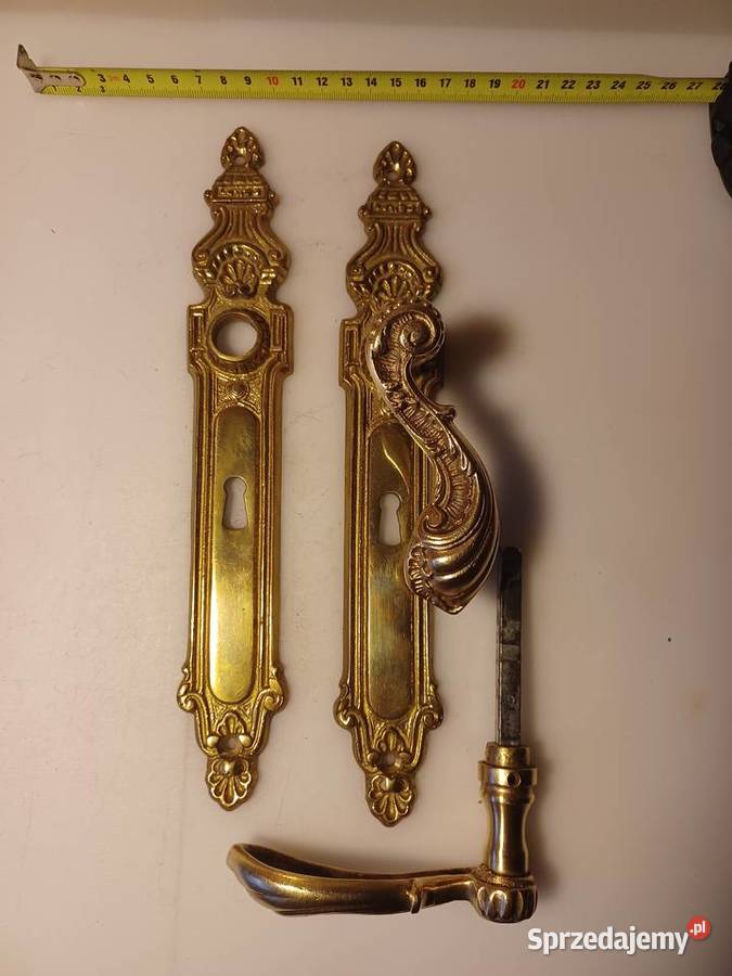 Komplet klamek mosiężnych i szyldów Poznań sprzedam